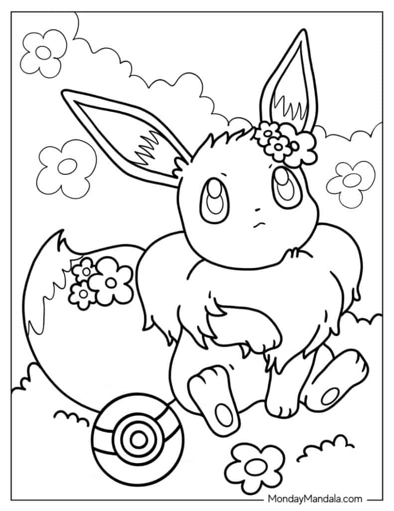 Eevee coloring pages free pdf printables