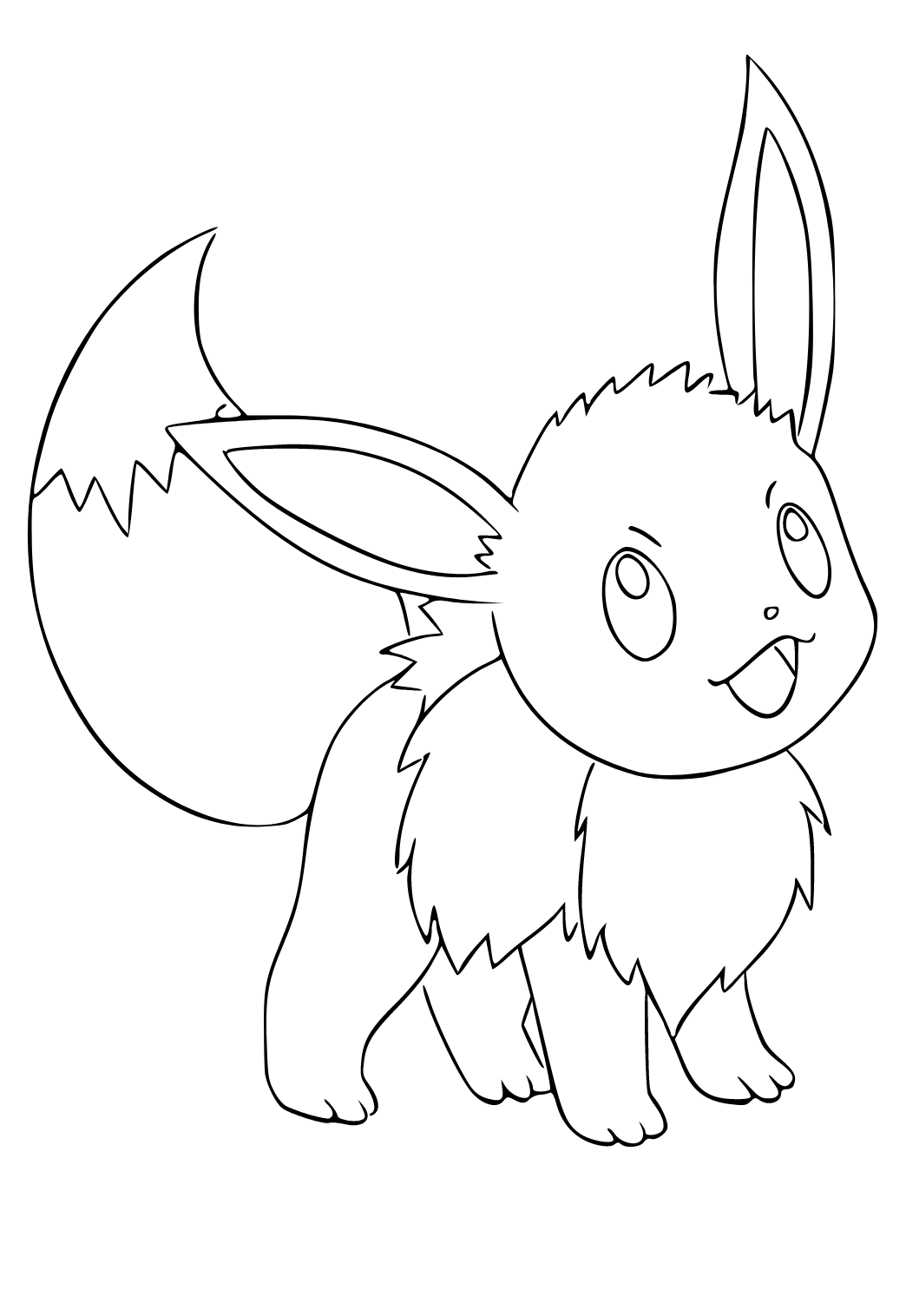 Free printable eevee easy coloring page for adults and kids