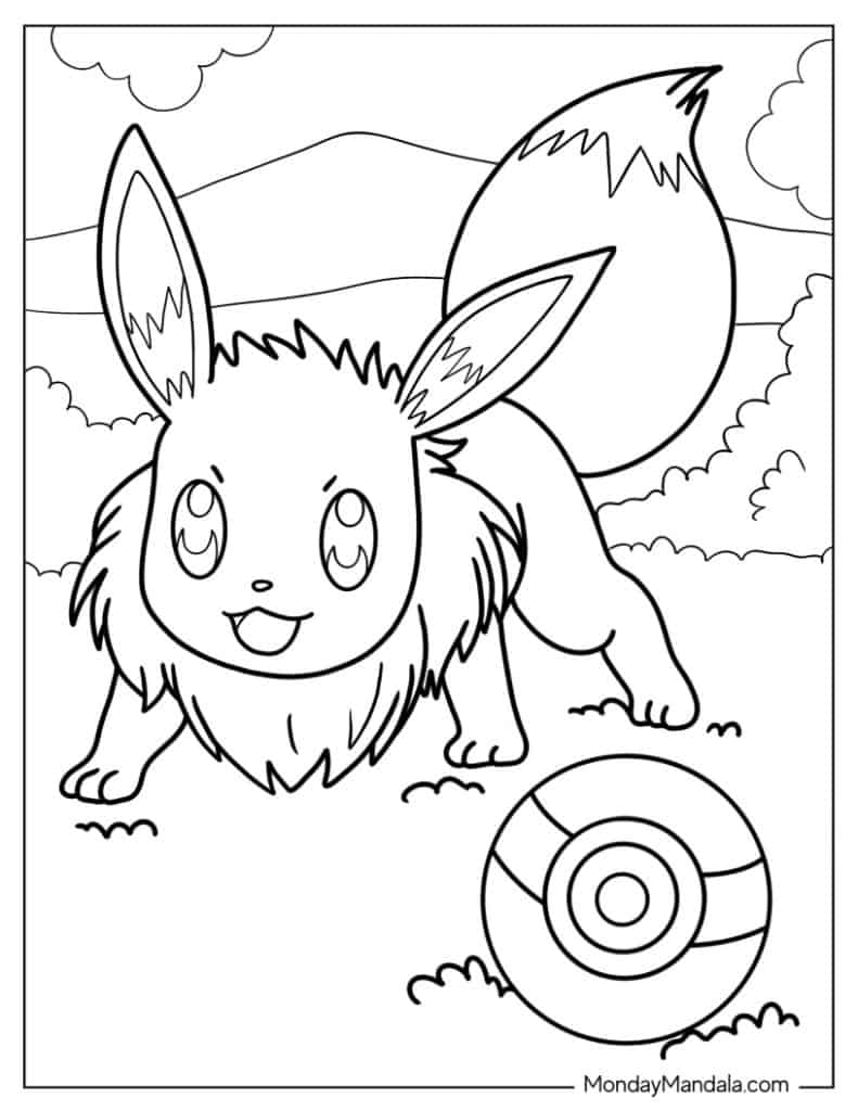 Eevee coloring pages free pdf printables