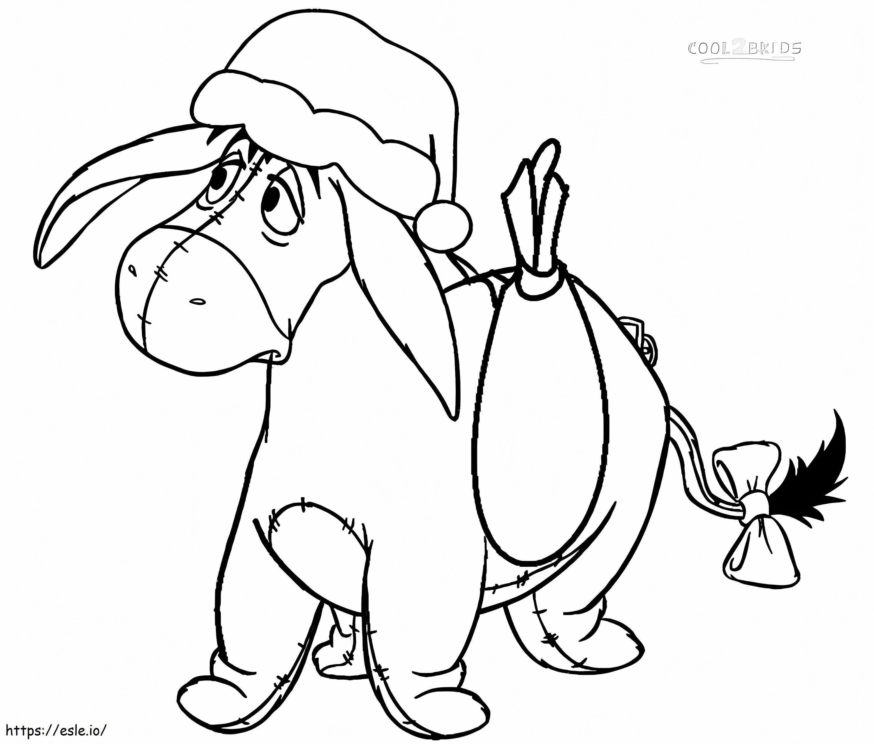 Eeyore at christmas coloring page