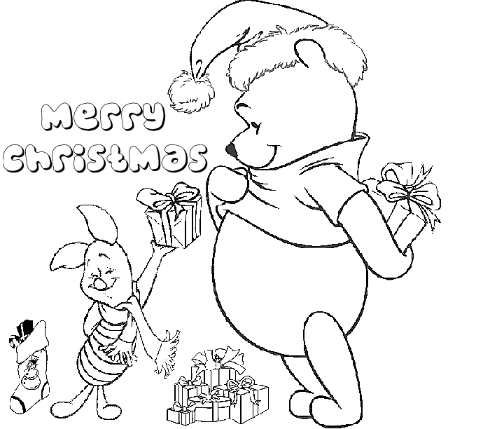 Winnie the pooh christmas coloring pages team colors