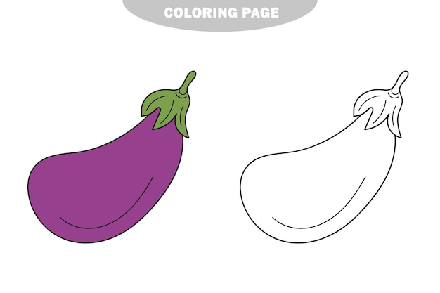 Premium vector simple coloring page eggplant the coloring book for kids