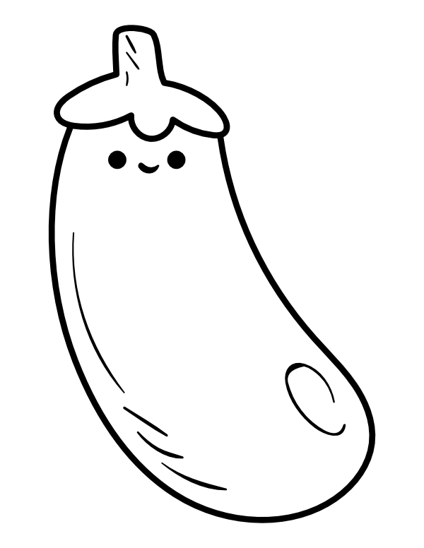 Printable kawaii eggplant coloring page