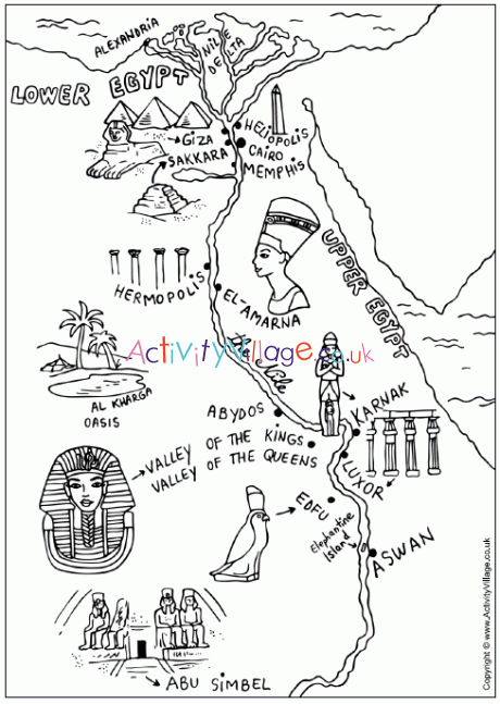 Ancient egypt map louring page