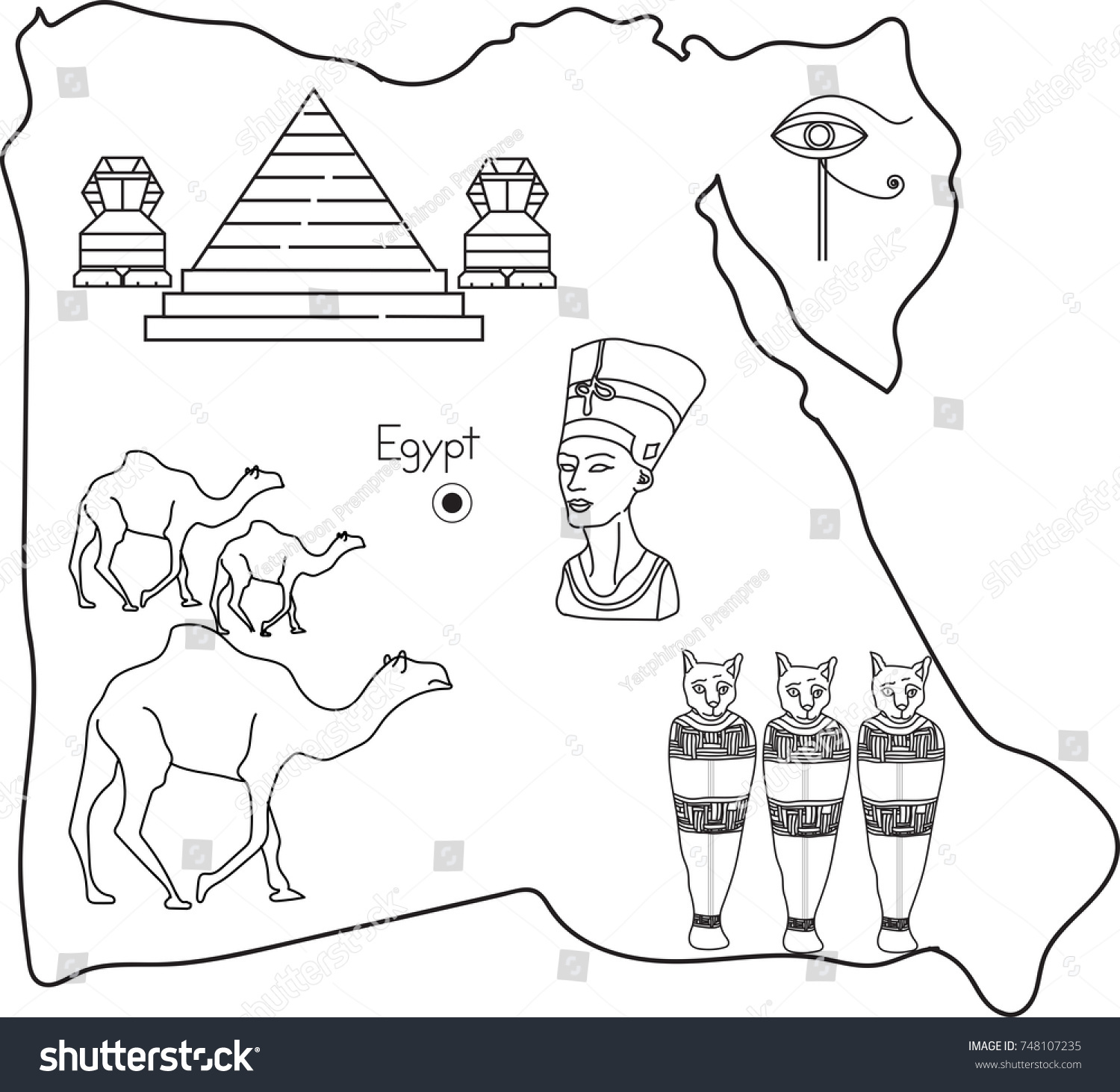 Ancient egypt coloring map vector illustration stock vector royalty free