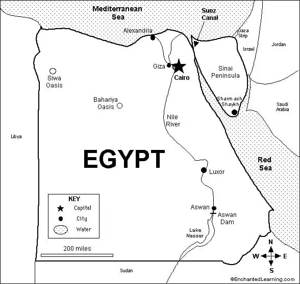 Map of egypt fãrbung seite