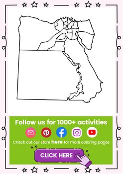 Egypt map printable worksheets coloring pages for kids by the learning apps