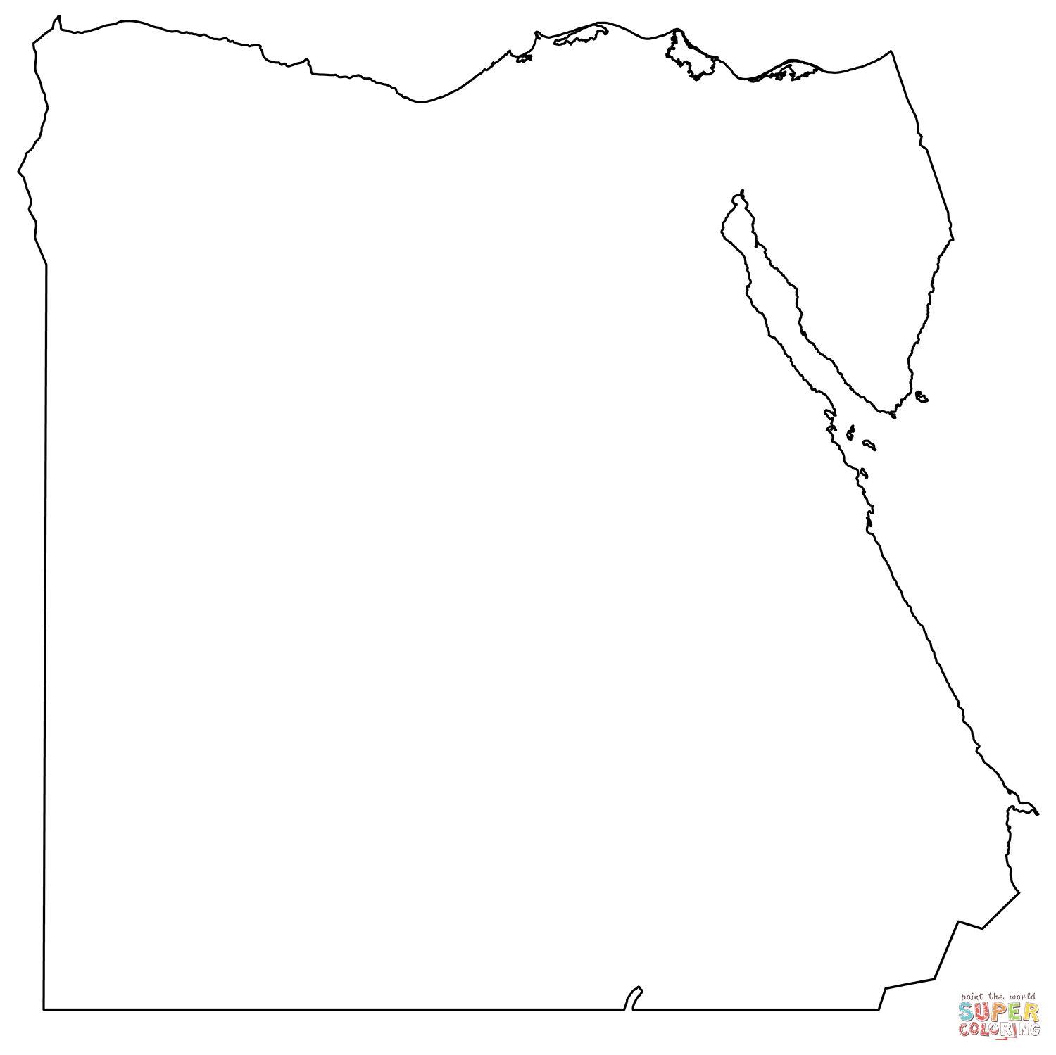 Outline map of egypt coloring page free printable coloring pages