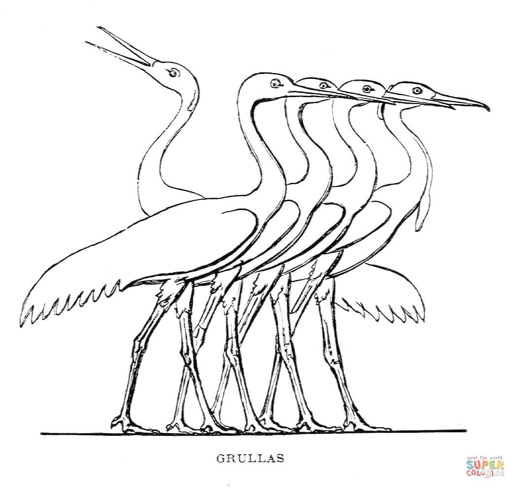 Ancient egyptian depiction of cranes coloring page free printable coloring pages