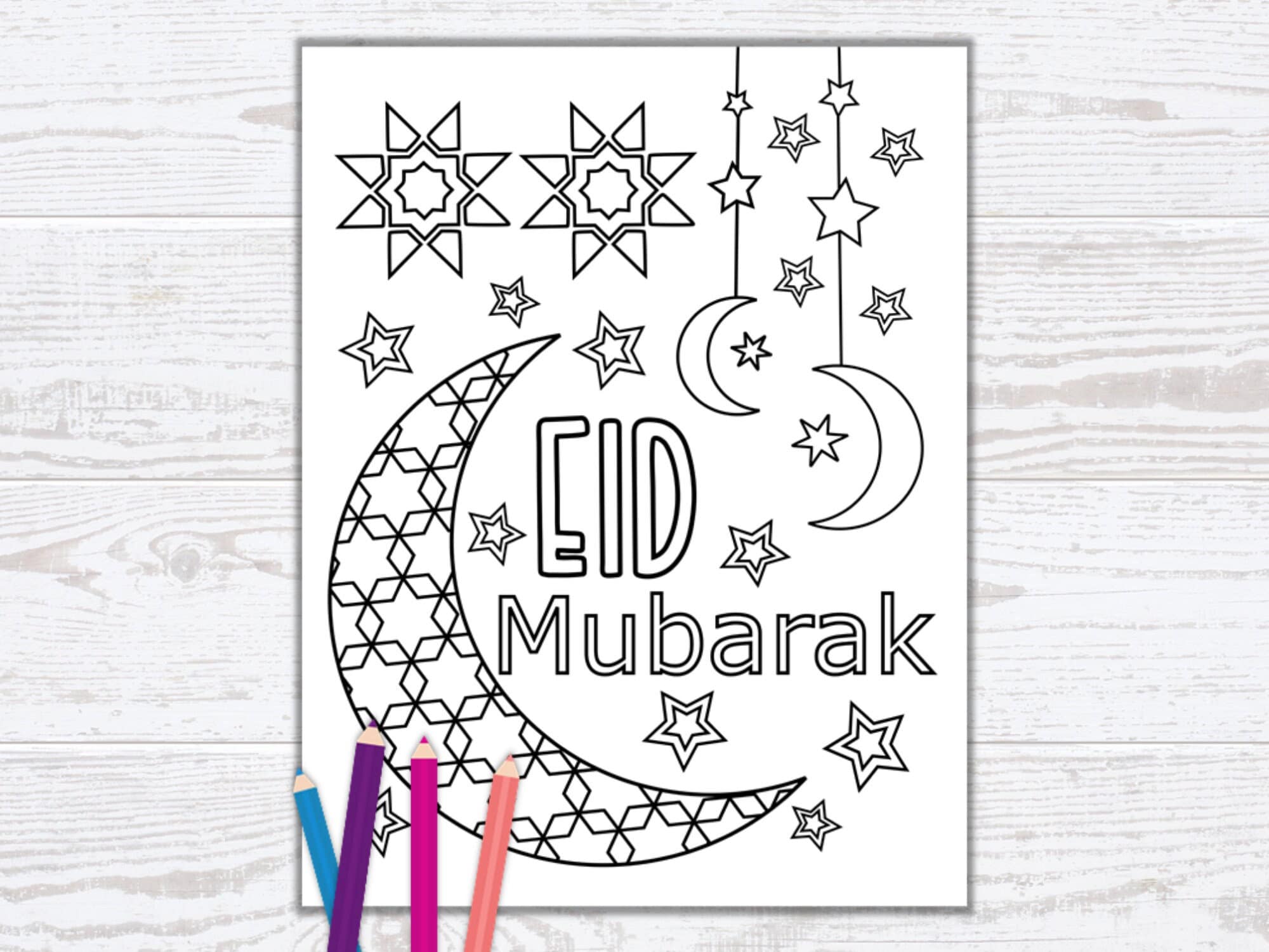 Eid mubarak coloring page eid coloring activity for muslim kids islam printable islamic coloring sheet pdf instant download