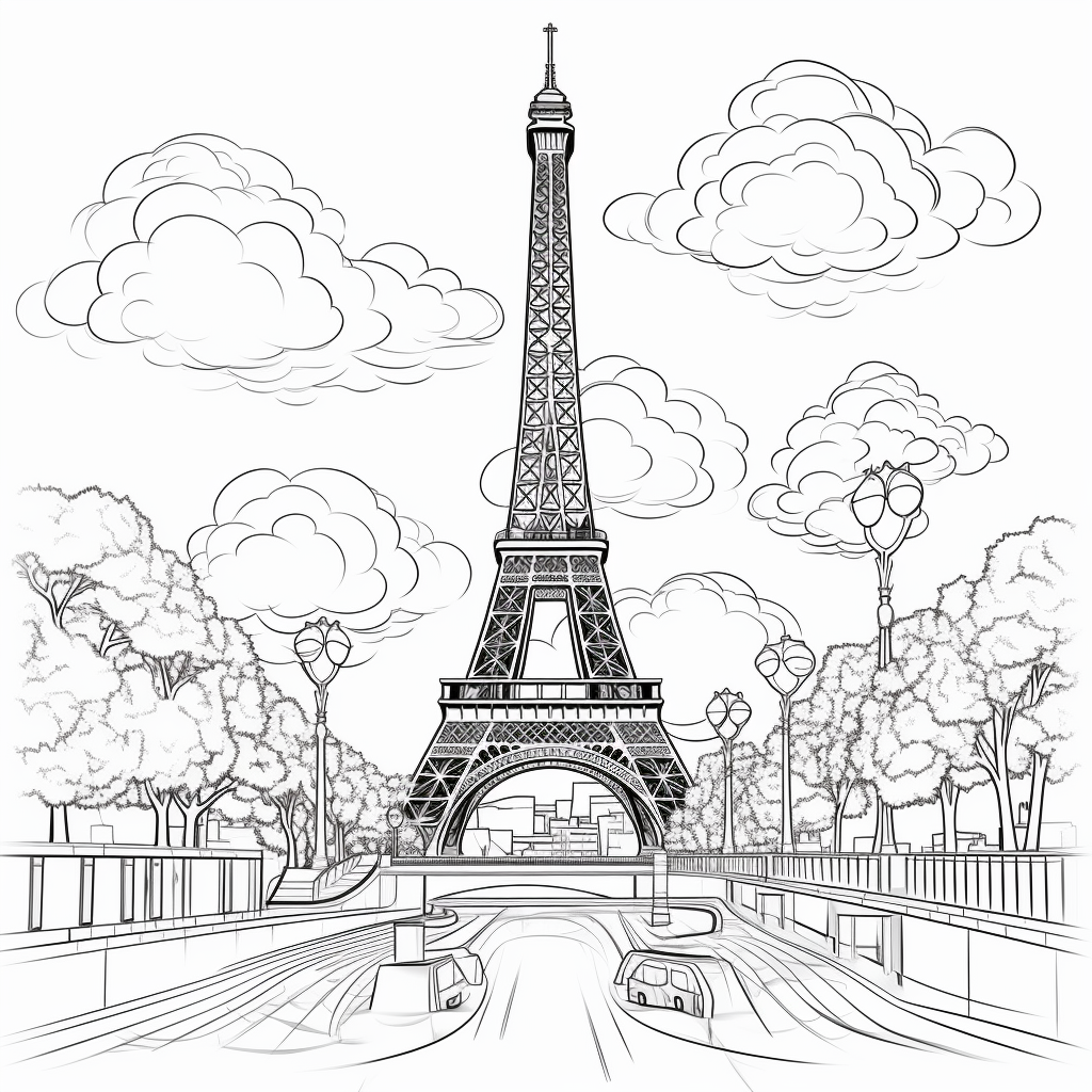 Eiffel tower coloring pages