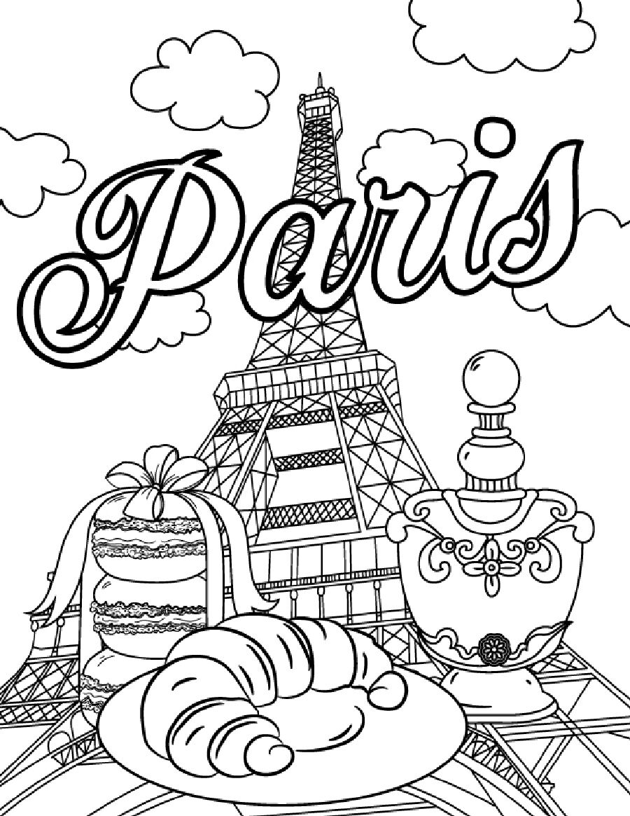 Paris eiffel tower coloring page coloring sheet by erikavectorika