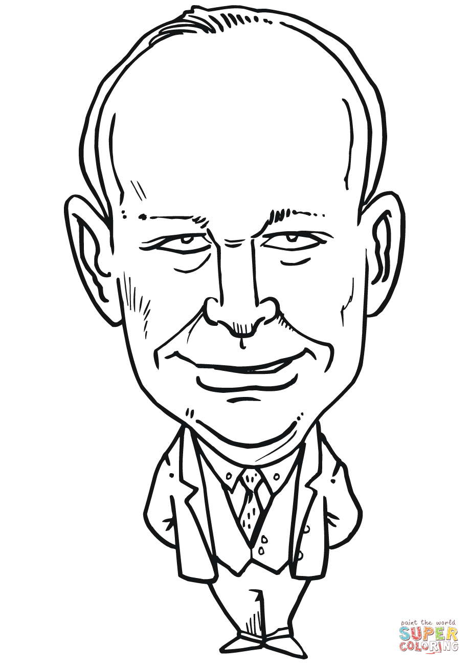 Dwight eisenhower caricature coloring page free printable coloring pages