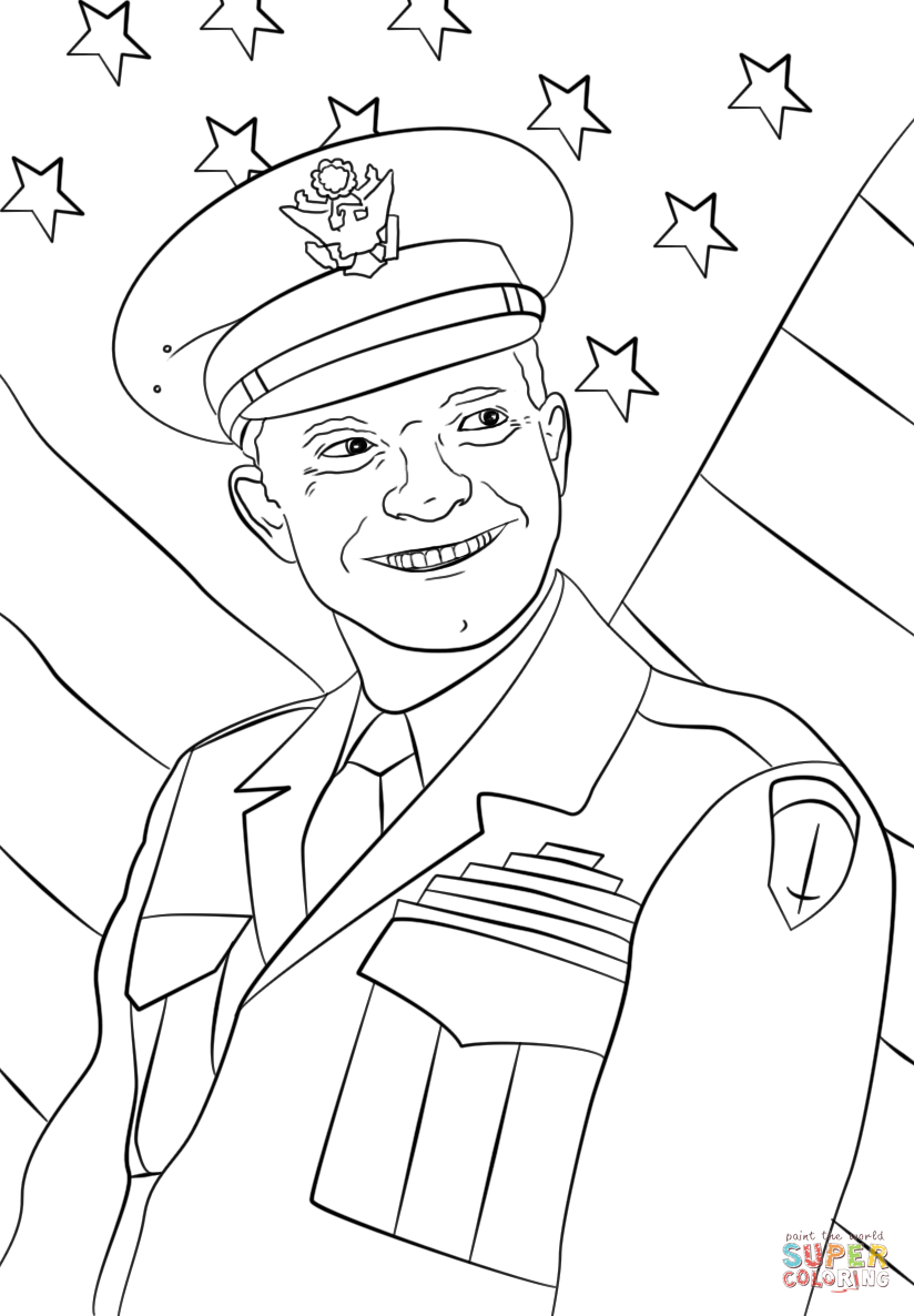 General dwight eisenhower coloring page free printable coloring pages