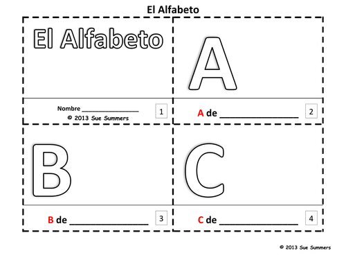 Spanish alphabet sketch and color booklet