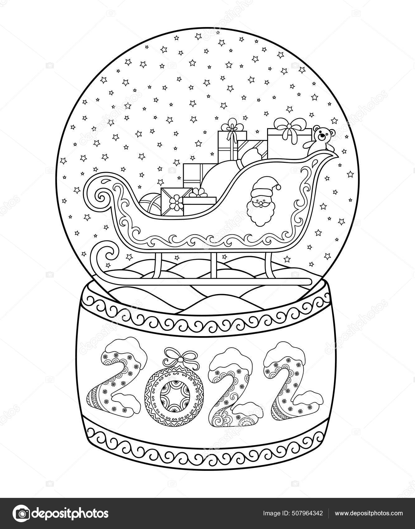 Bola nieve cristal juguete con trineo santa cartas nãºmero vector de stock por rugameteragmail