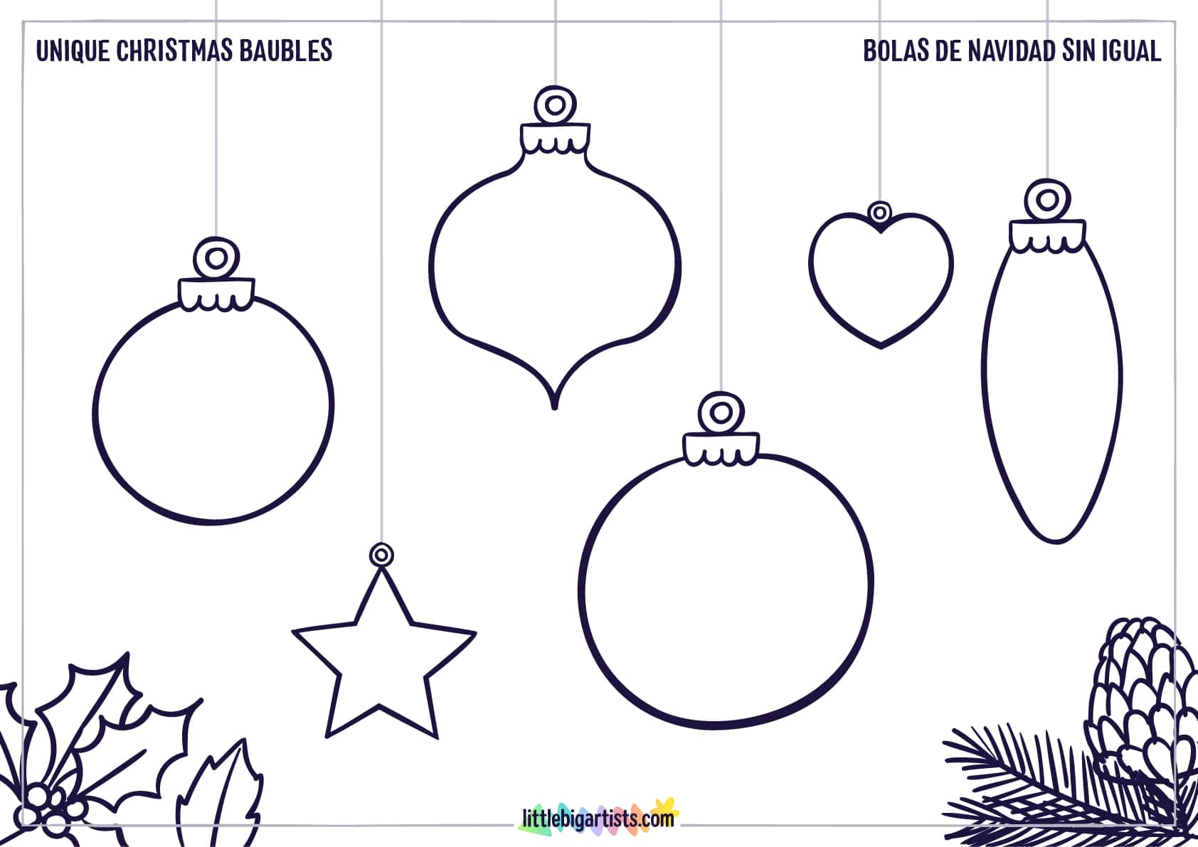 Ficha creativa de bolas de navidad sin igual