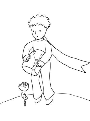 The little prince protects his rose coloring page free printable coloring pages der kleine prinz ausmalbilder kleines prinzen tattoo