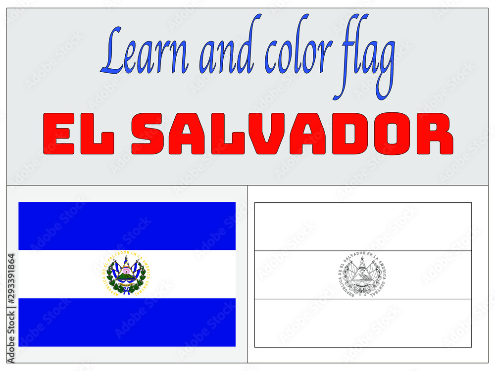 El salvador national flag coloring book for education and learning original colors and proportion simply vector illustration from countries flag set vector