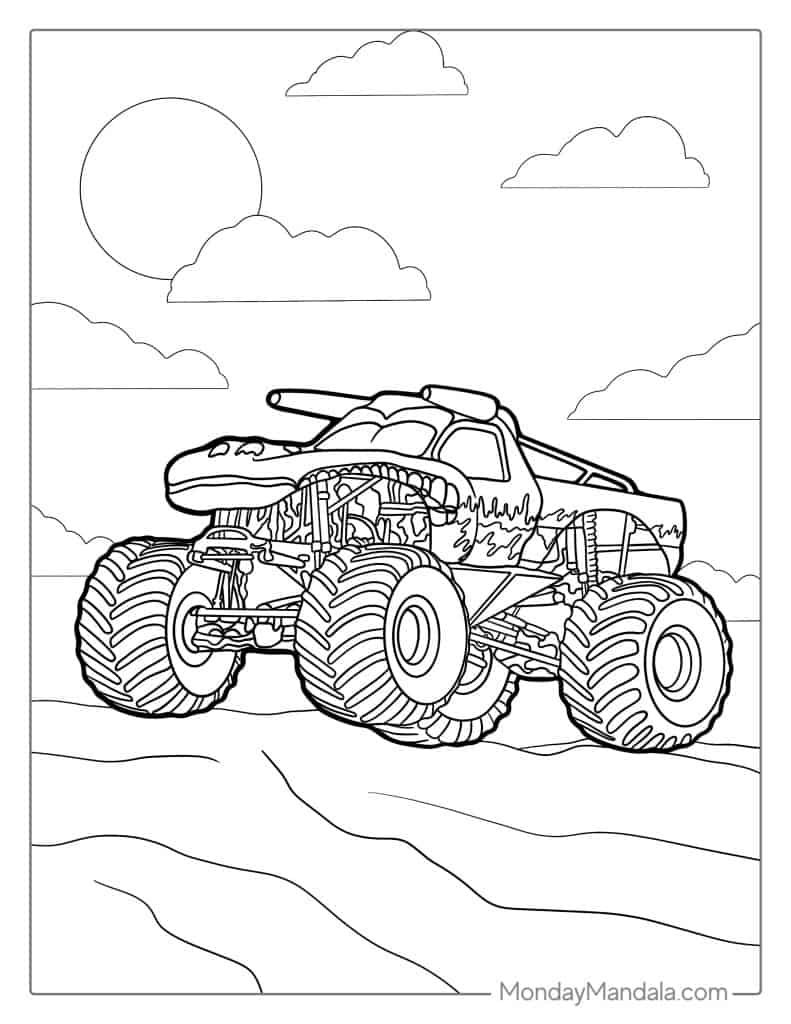 Monster truck coloring pages free pdf printables