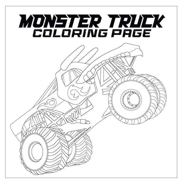 Premium vector monster truck coloring page for all ages