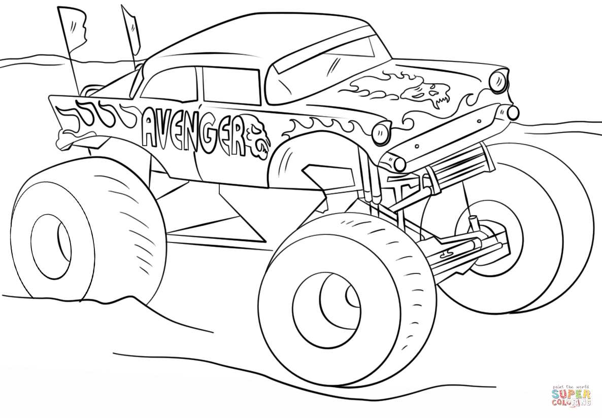 Avenger monster truck coloring page free printable coloring pages