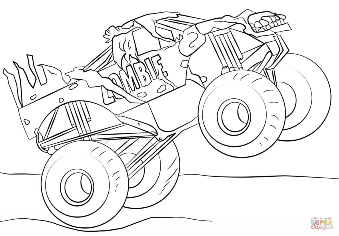 Zombie monster truck coloring page free printable coloring pages