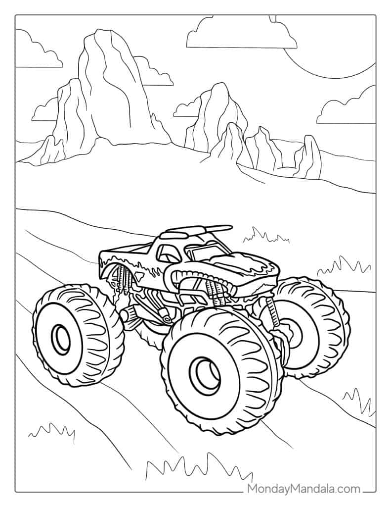 Monster truck coloring pages free pdf printables