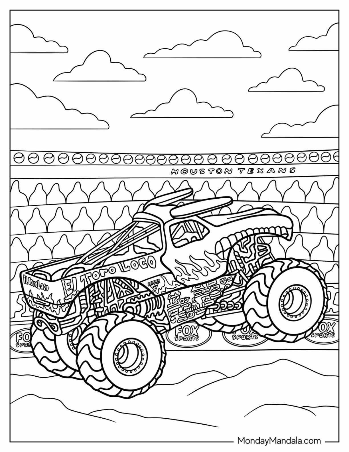 Monster jam coloring pages free pdf printables