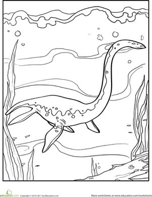 Color the dinosaur elasmosaurus worksheet education dinosaur coloring pages coloring pages halloween coloring pages