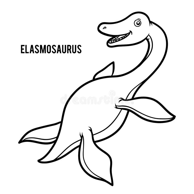 Coloring book for children cartoon elasmosaurus stock vector