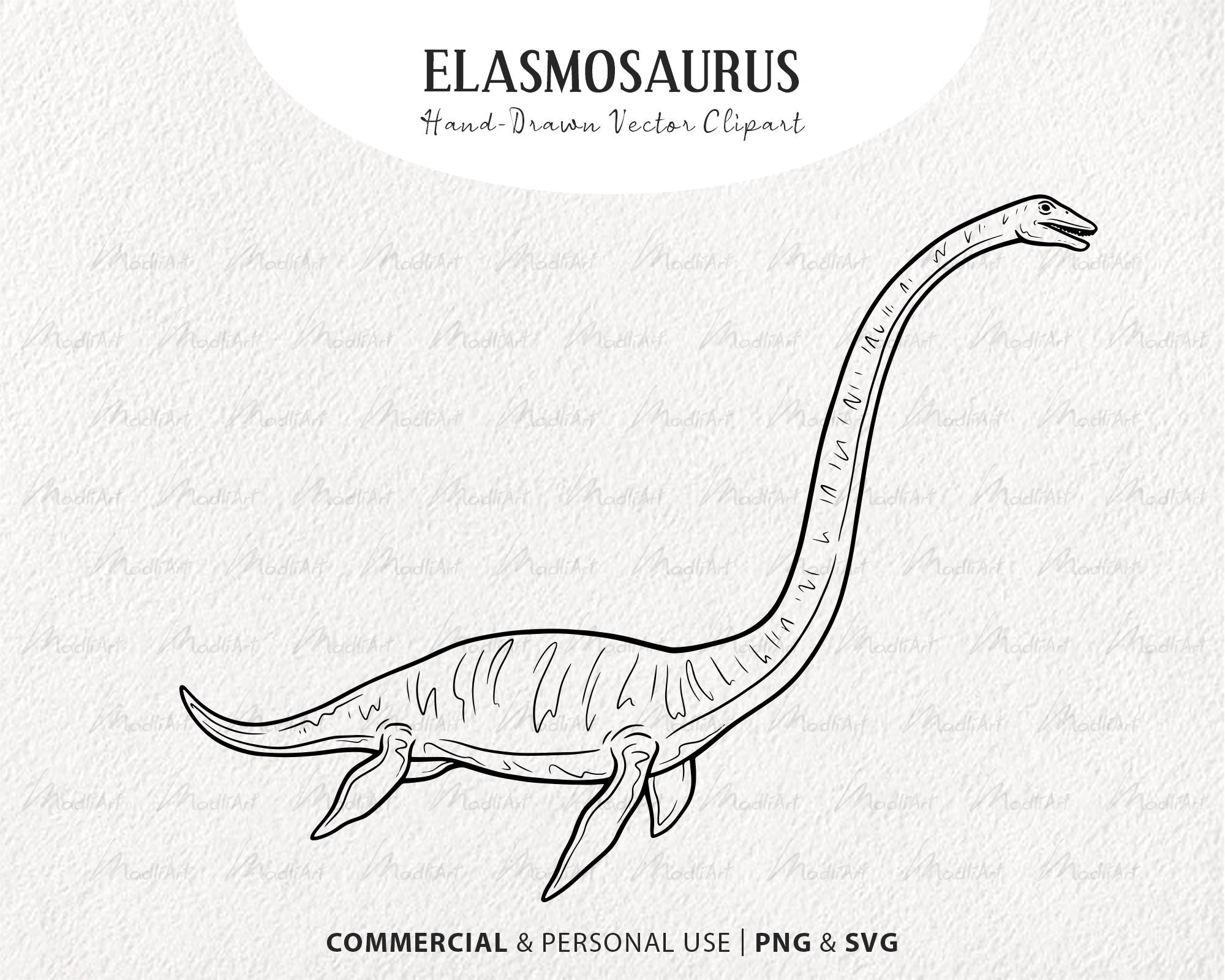 Elasmosaurus dinosaur vector clipart hand