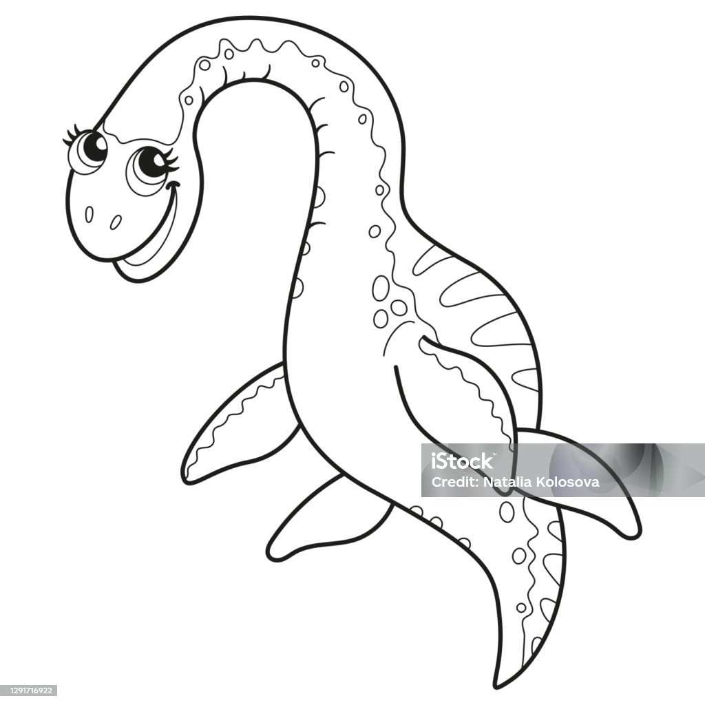 Coloring book for children baby elasmosaurus stock illustration