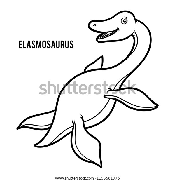 Coloring book children elasmosaurus stock vector royalty free