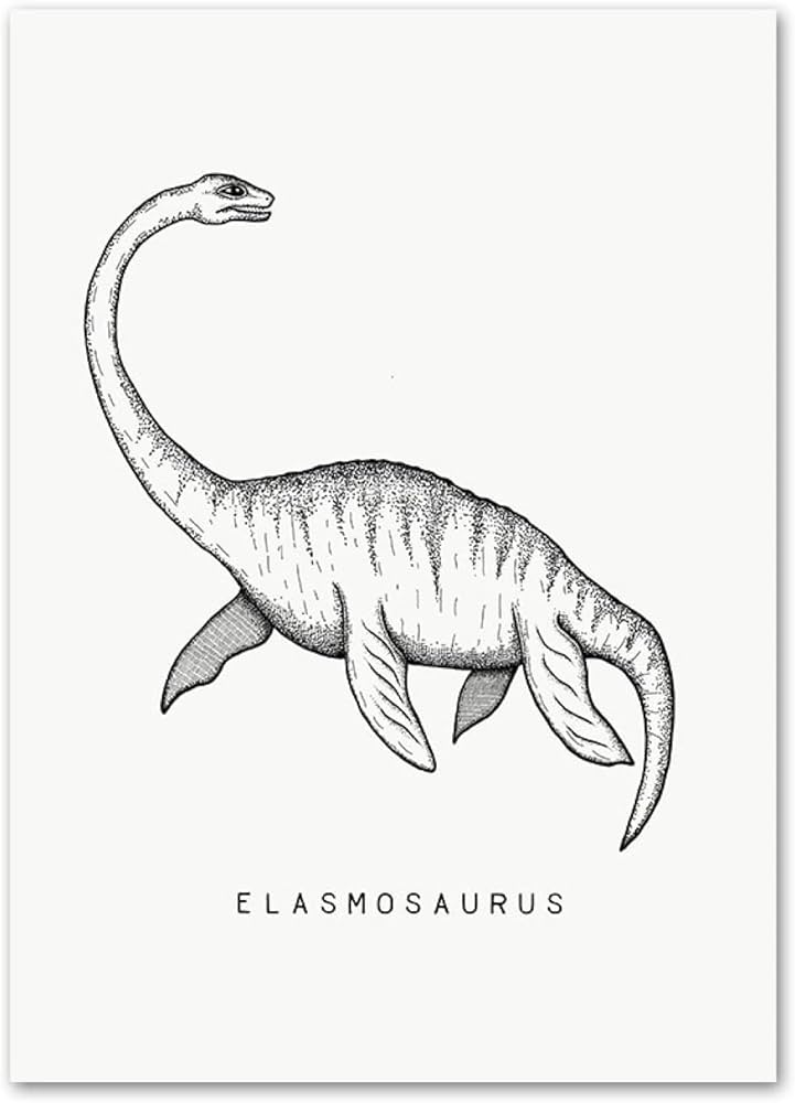 Minimalist dinosaur posters rtoon elasmosaurus wall art nursery nvas painting kids room gift bedroom home decor dinosaur wall picturesïno frameï home