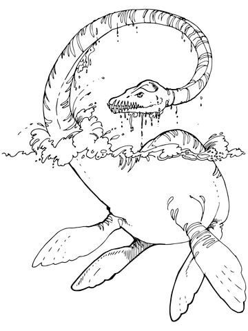 Elasmosaurus plesiosaur coloring page free printable coloring pages