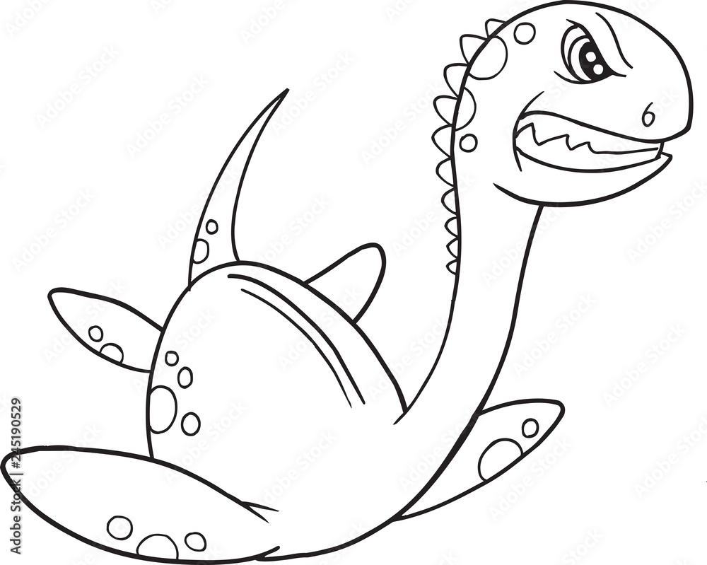 Elasmosaurus dinosaur coloring page vector illustration art vector