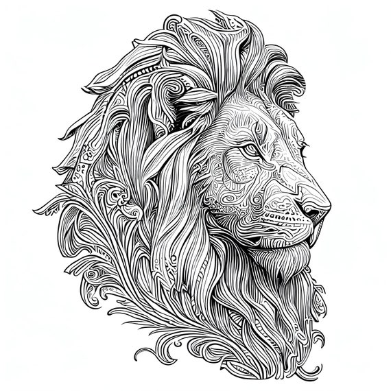 Pack stress relief coloring page lion head digital print filigree detailed mandala instant download set coloring pages for adults