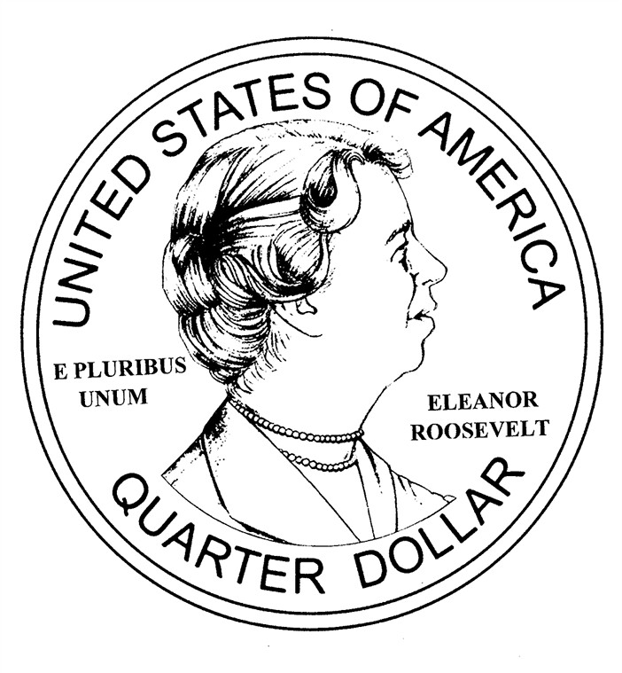 Eleanor roosevelt quarter design image courtesy wayne pearâ