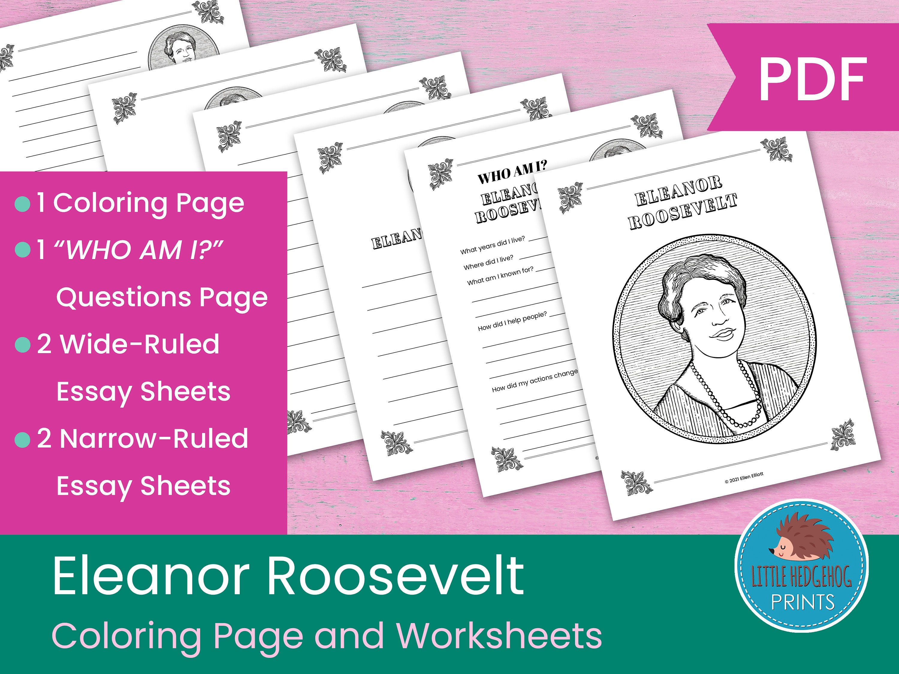 Eleanor roosevelt coloring page and worksheets womens history month world war the great depression