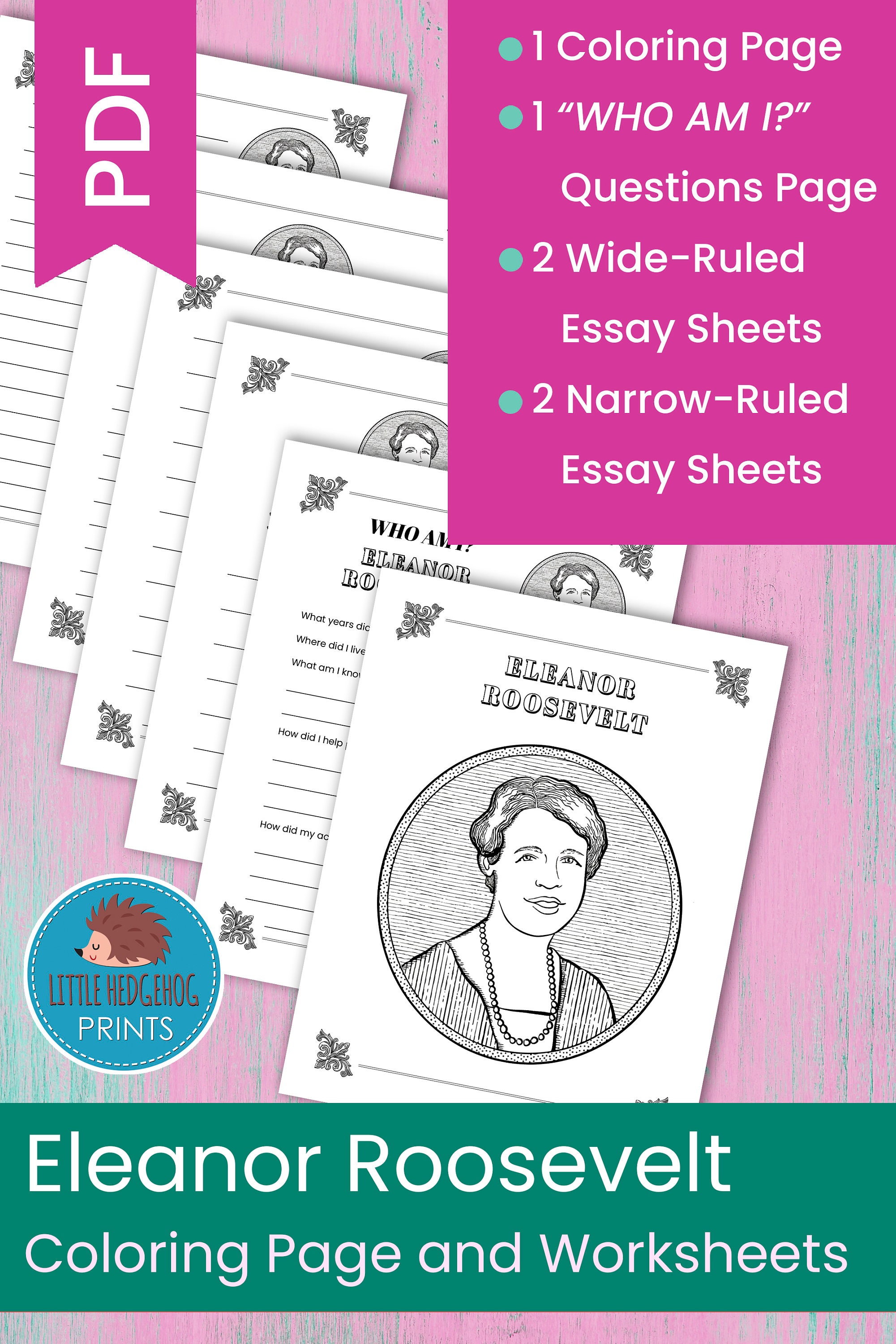 Eleanor roosevelt coloring page and worksheets womens history month world war the great depression