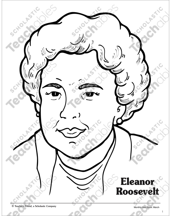 Eleanor roosevelt portrait pattern printable coloring pages