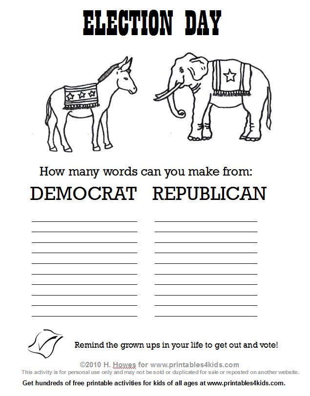 Election day coloring page and make a word printable â printables for kids â free word search puzzles coloring pages and other activities