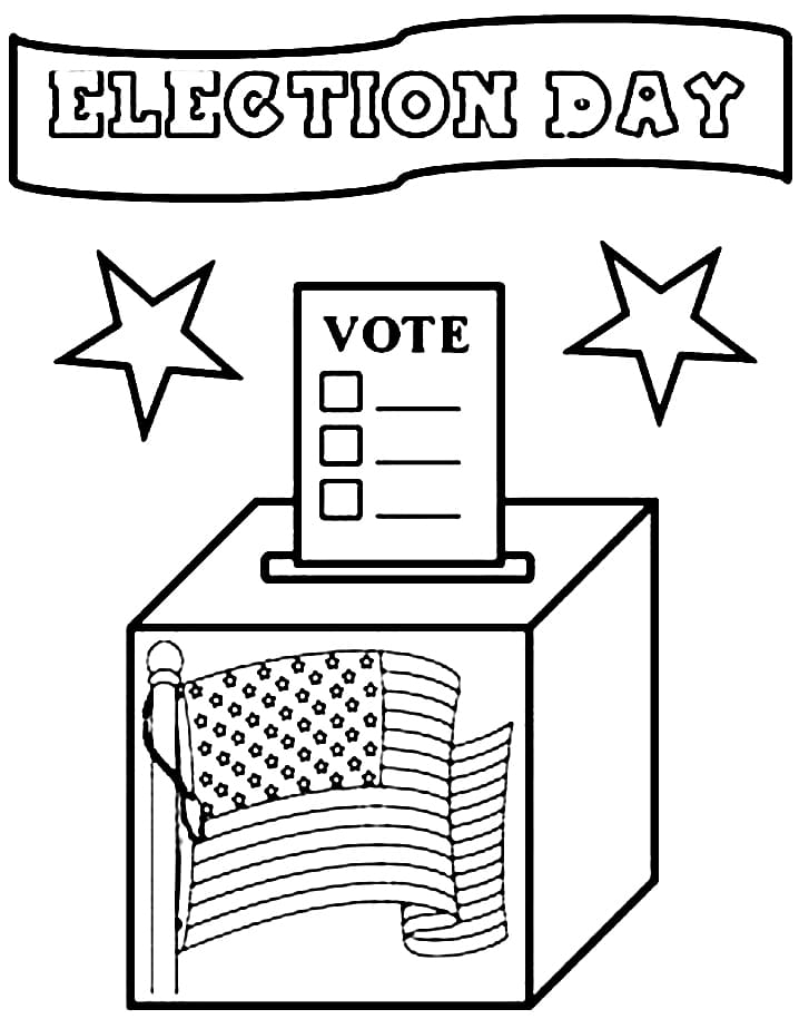 Vote box election day coloring page