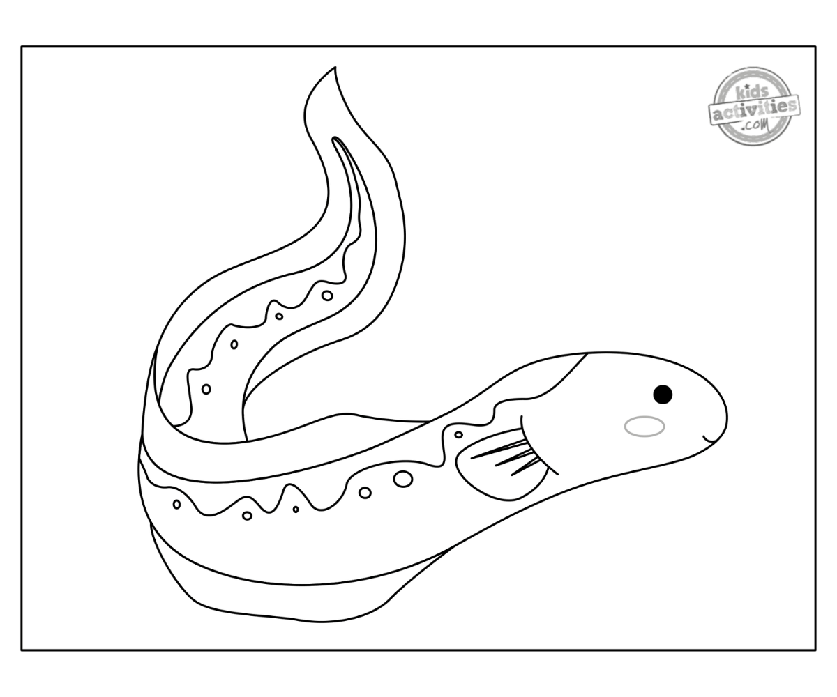 Cute printable electric eel coloring page kids activities blog