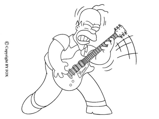 Homer playing the guitar coloring pages