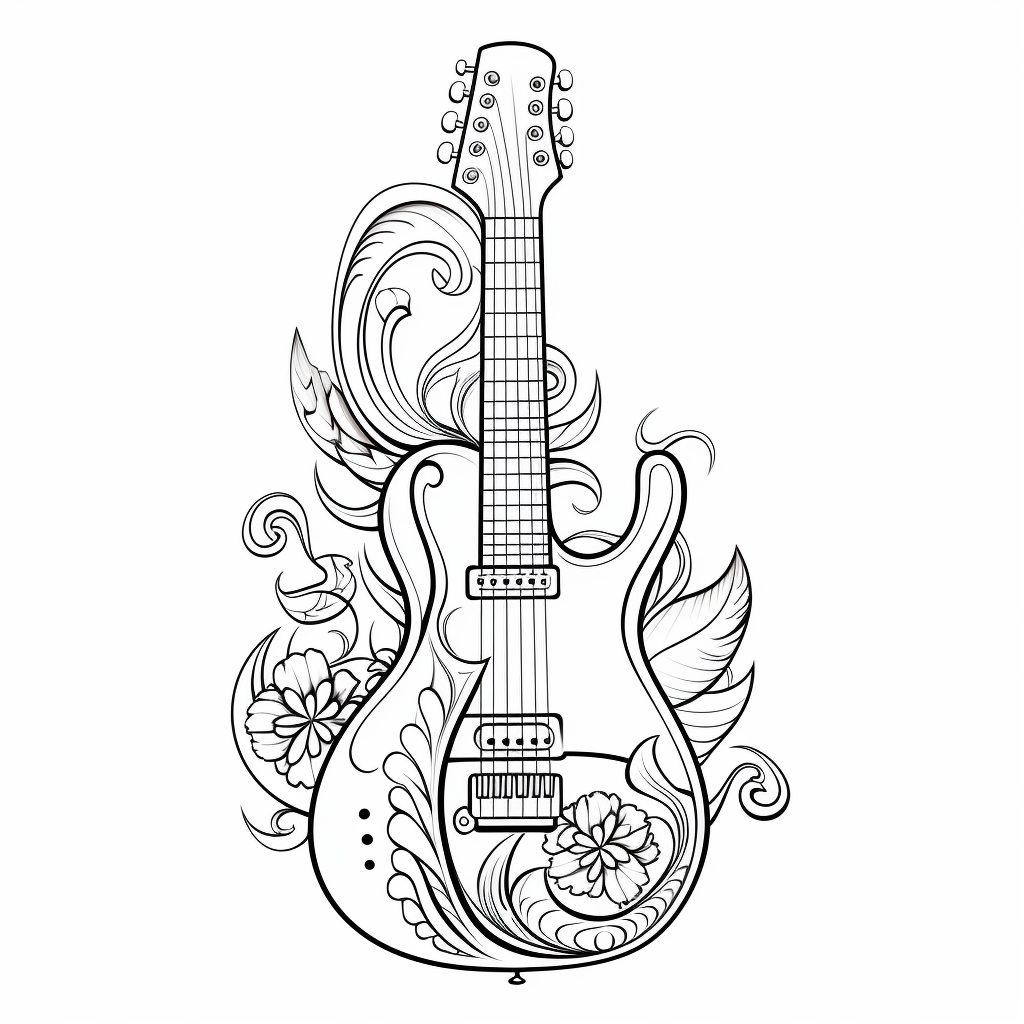 Guitar coloring pages for adults