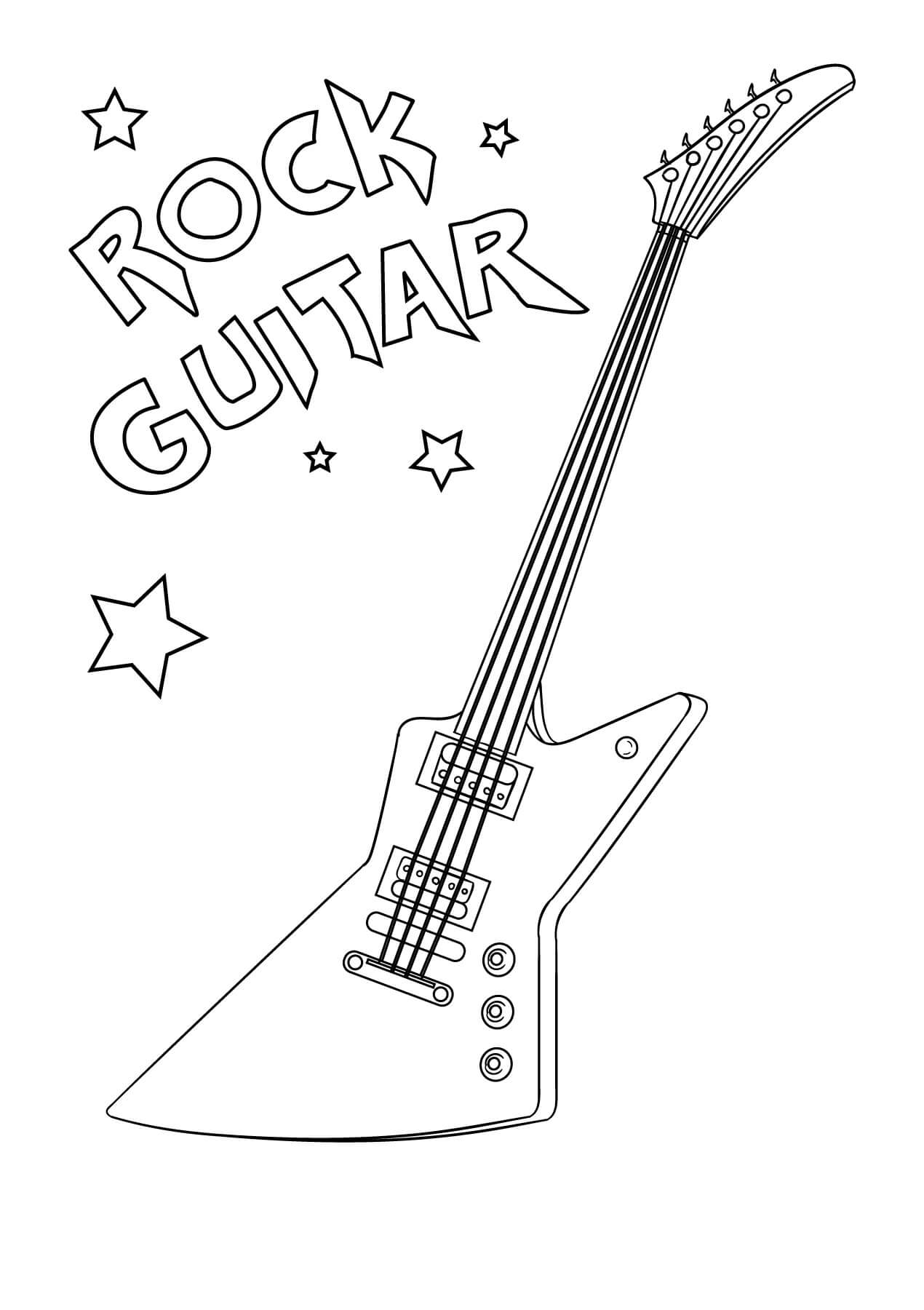 Simple rock guitar coloring page