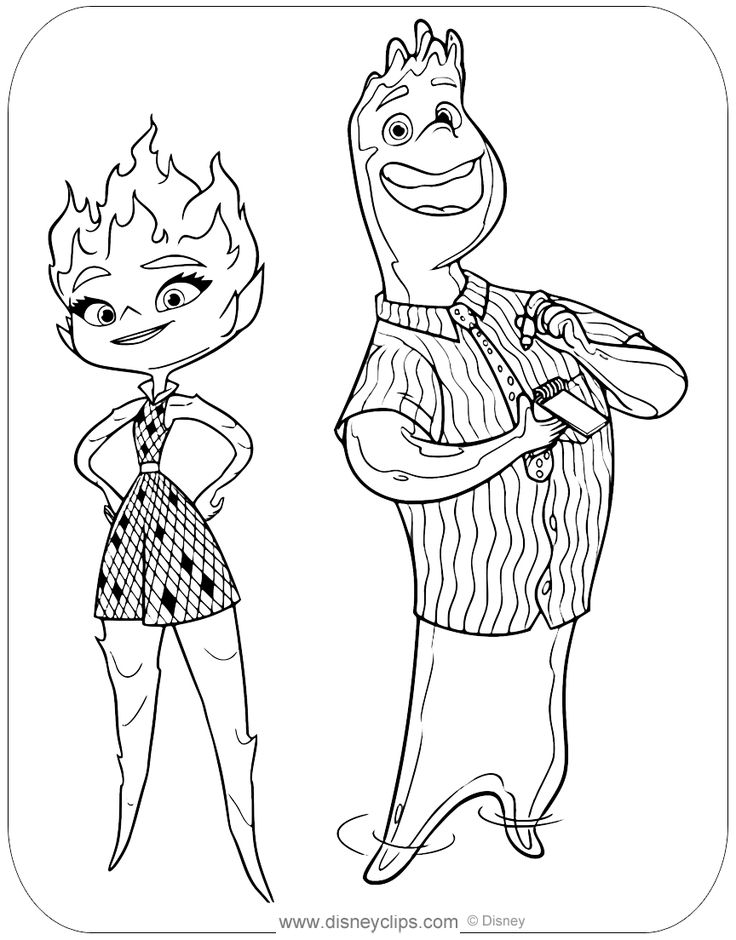 Elemental disney coloring pages coloring pages cute coloring pages