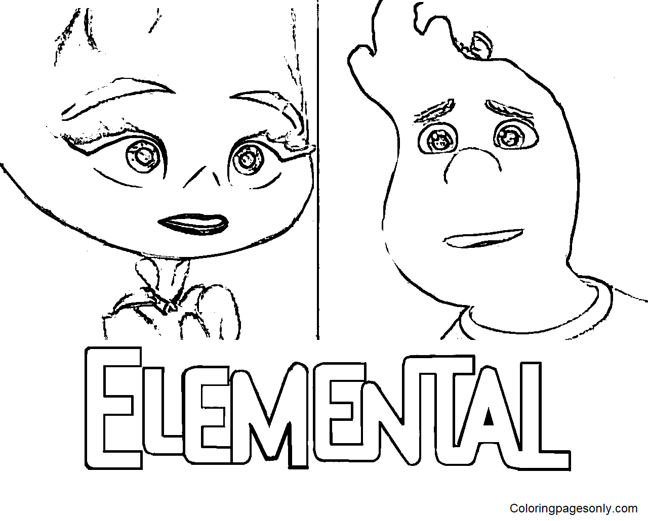 Elemental coloring pages printable for free download